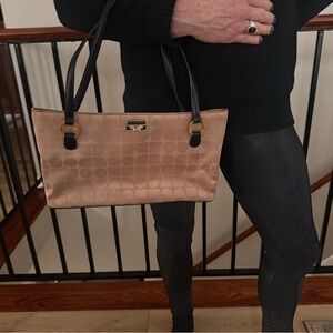 Kate Spade Beige Shoulder Bag with Black Handles